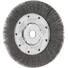 Osborn - 6" OD, 5/8" Arbor Hole, Crimped Steel Wheel Brush - 5/8" Face Width, 1-1/8" Trim Length, 0.008" Filament Diam, 6,000 RPM - Apex Tool & Supply