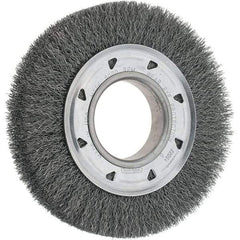 Osborn - 6" OD, 2" Arbor Hole, Crimped Steel Wheel Brush - 7/8" Face Width, 1" Trim Length, 0.0104" Filament Diam, 6,000 RPM - Apex Tool & Supply