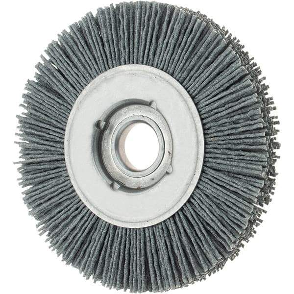 Osborn - 4" OD, 5/8" Arbor Hole, Crimped Nylon Wheel Brush - 5/8" Face Width, 3/4" Trim Length, 0.035" Filament Diam, 12,000 RPM - Apex Tool & Supply