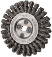 Osborn - 6" OD, 5/8" Arbor Hole, Knotted Steel Wheel Brush - 5/8" Face Width, 1-1/4" Trim Length, 0.0118" Filament Diam, 9,000 RPM - Apex Tool & Supply