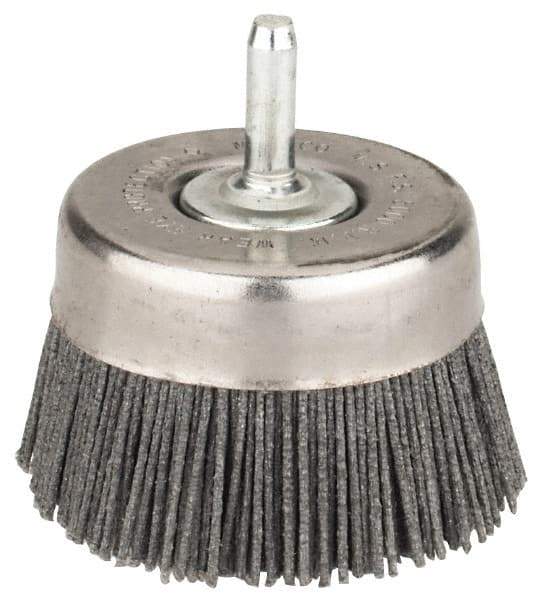 Osborn - 2-1/2" Diam, 1/4" Shank Straight Wire Silicon Carbide Cup Brush - Medium Grade, 1" Trim Length, 5,000 Max RPM - Apex Tool & Supply