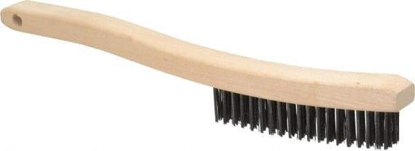 Osborn - 3 Rows x 19 Columns Steel Scratch Brush - 6" Brush Length, 13-11/16" OAL, 1-1/8" Trim Length, Wood Curved Handle - Apex Tool & Supply