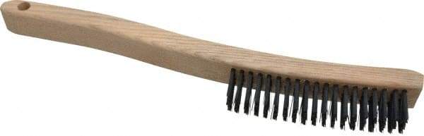 Osborn - 4 Rows x 19 Columns Steel Scratch Brush - 6" Brush Length, 13-11/16" OAL, 1-1/8" Trim Length, Wood Curved Handle - Apex Tool & Supply