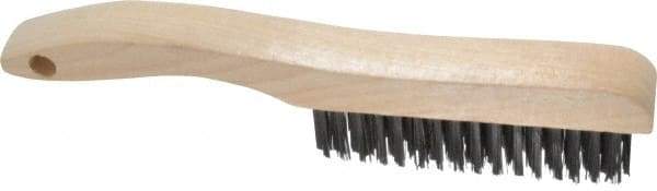 Osborn - 4 Rows x 16 Columns Steel Scratch Brush - 5-1/4" Brush Length, 10" OAL, 1-1/8" Trim Length, Wood Shoe Handle - Apex Tool & Supply