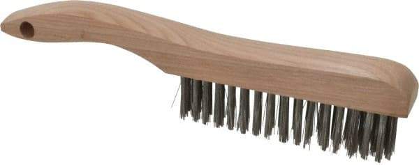 Osborn - 4 Rows x 16 Columns Stainless Steel Scratch Brush - 5-1/4" Brush Length, 10" OAL, 1-1/8" Trim Length, Wood Shoe Handle - Apex Tool & Supply