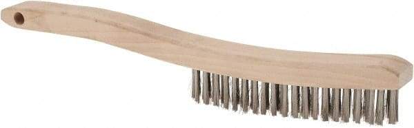 Osborn - 4 Rows x 18 Columns Stainless Steel Plater's Brush - 5-3/4" Brush Length, 13-1/4" OAL, 1" Trim Length, Wood Curved Handle - Apex Tool & Supply