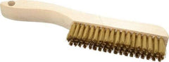 Osborn - 4 Rows x 18 Columns Brass Plater's Brush - 4-3/4" Brush Length, 10" OAL, 1" Trim Length, Wood Shoe Handle - Apex Tool & Supply