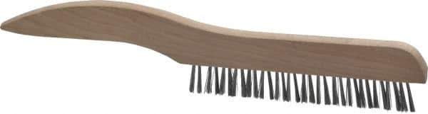 Osborn - 1 Rows x 16 Columns Steel Plater's Brush - 5" Brush Length, 10" OAL, 3/4" Trim Length, Wood Shoe Handle - Apex Tool & Supply