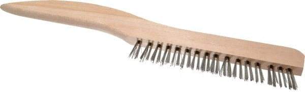 Osborn - 1 Rows x 16 Columns Stainless Steel Plater's Brush - 5" Brush Length, 10" OAL, 3/4" Trim Length, Wood Shoe Handle - Apex Tool & Supply