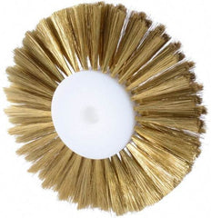 Osborn - 6" OD, 1/2" Arbor Hole, Brass Wheel Brush - 15/16" Face Width, 2-1/2" Trim Length, 0.006" Filament Diam, 3,600 RPM - Apex Tool & Supply