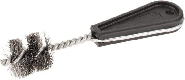 Osborn - 1-1/4" Long x 1-9/64" Diam Steel Tube End Fitting Brush - 6-3/8" OAL, 0.0104" Wire Diam - Apex Tool & Supply