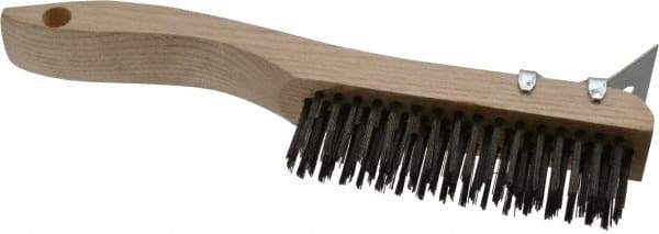 Osborn - 4 Rows x 16 Columns Steel Scratch Brush - 5-1/4" Brush Length, 10" OAL, 1-1/8" Trim Length, Wood Shoe Handle - Apex Tool & Supply