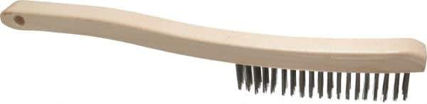 Osborn - 3 Rows x 19 Columns Stainless Steel Scratch Brush - 6" Brush Length, 13-3/4" OAL, 1-1/8" Trim Length, Wood Curved Handle - Apex Tool & Supply