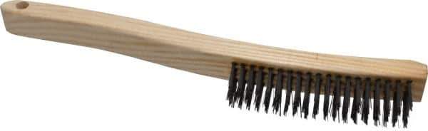 Osborn - 4 Rows x 19 Columns Steel Scratch Brush - 6" Brush Length, 13-11/16" OAL, 1-1/8" Trim Length, Wood Curved Handle - Apex Tool & Supply