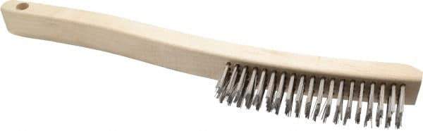 Osborn - 4 Rows x 19 Columns Stainless Steel Scratch Brush - 6" Brush Length, 13-11/16" OAL, 1-1/8" Trim Length, Wood Curved Handle - Apex Tool & Supply