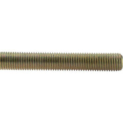 Value Collection - 1-8 UNC (Coarse), 3' Long, Low Carbon Steel Threaded Rod - Yellow Zinc-Plated Finish, Right Hand Thread - Apex Tool & Supply