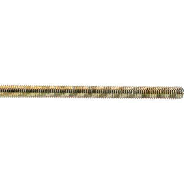 Value Collection - 1/2-13 UNC (Coarse), 3' Long, Low Carbon Steel Threaded Rod - Yellow Zinc-Plated Finish, Right Hand Thread - Apex Tool & Supply