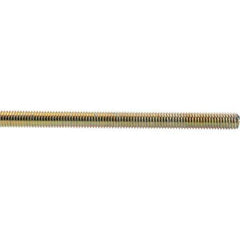 Value Collection - 1/2-13 UNC (Coarse), 3' Long, Low Carbon Steel Threaded Rod - Yellow Zinc-Plated Finish, Right Hand Thread - Apex Tool & Supply