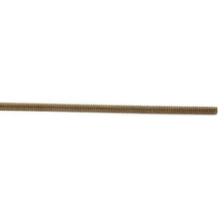 Value Collection - 5/16-18 UNC (Coarse), 3' Long, Low Carbon Steel Threaded Rod - Yellow Zinc-Plated Finish, Right Hand Thread - Apex Tool & Supply