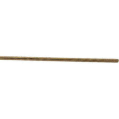 Value Collection - 1/4-20 UNC (Coarse), 3' Long, Low Carbon Steel Threaded Rod - Yellow Zinc-Plated Finish, Right Hand Thread - Apex Tool & Supply