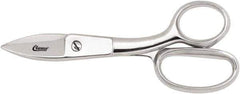 Clauss - 5" LOC, 7-3/4" OAL Chrome Plated Straight Shears - Serrated, Steel Straight Handle, For Paper, Fabric - Apex Tool & Supply
