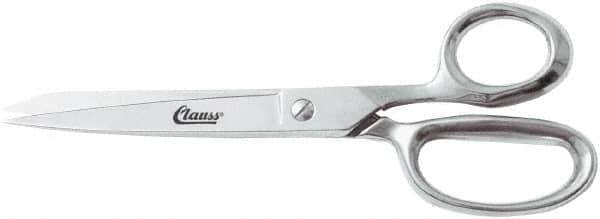 Clauss - 4" LOC, 8" OAL Chrome Plated Straight Shears - Steel Straight Handle, For Paper, Fabric - Apex Tool & Supply