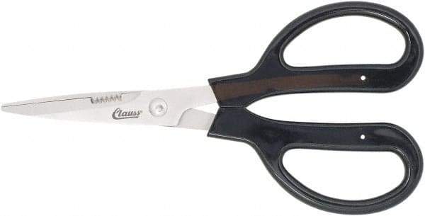 Clauss - 4" LOC, 9-1/4" OAL Stainless Steel Blunt Point Trimmers - Serrated, Plastic Handle, For Paper, Fabric - Apex Tool & Supply