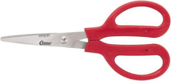 Clauss - 4" LOC, 7" OAL Stainless Steel Dubbed Trimmers - Serrated, Plastic Handle, For Paper, Fabric - Apex Tool & Supply