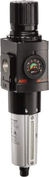 ARO/Ingersoll-Rand - 3/4" NPT Port Heavy Duty 1 Piece Filter/Regulator FRL Unit - Metal Bowl, 236 SCFM, 250 Max psi, 14.689" High x 4.091" Long, Automatic Drain - Apex Tool & Supply