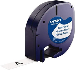 Dymo - 1/2" Wide x 156" Long, Black on White Plastic Label Printer Cartridge - For DYMO Letratag Printers - Apex Tool & Supply