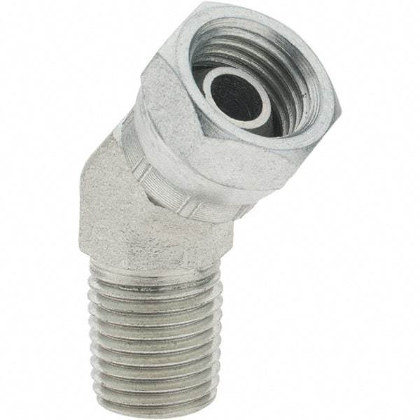 Value Collection - Steel Industrial Pipe 45° Elbow Swivel Adapter - FNPSM x MNPTF - Apex Tool & Supply