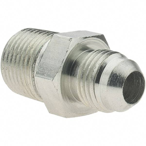 Value Collection - 3/8" Tube OD, 37° Steel Flared Tube Male Connector - 9/16-18 x 3/8-18 NPTF, Flare x NPTF Ends - Apex Tool & Supply