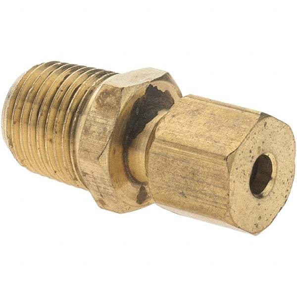 Value Collection - 1/8" Outside Diam, 1/8-27 NPTF, Metal Push-to-Connect Tube Male Connector - Tube to Male NPTF Connection - Apex Tool & Supply