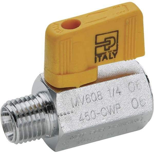 Parker - 1/2" Pipe, Brass Miniature Ball Valve - Male x Female Ends, Wedge Handle - Apex Tool & Supply