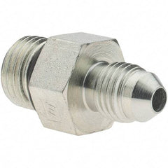 Value Collection - 1/4" Tube OD, 37° Steel Flared Tube Male Connector - 7/16-20 x 9/16-18 ORB, Flare x ORB Ends - Apex Tool & Supply
