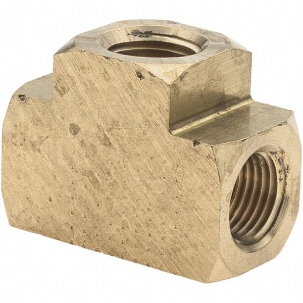 Parker - 1/8 Female Thread, Brass Industrial Pipe Female Tee - FNPTF, 1,000 psi - Apex Tool & Supply