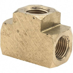 Parker - 1/8 Female Thread, Brass Industrial Pipe Female Tee - FNPTF, 1,000 psi - Apex Tool & Supply