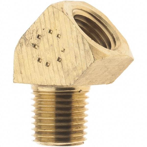 Parker - 1/4 Male Thread x 1/4 Female Thread, Brass Industrial Pipe 45° Street Elbow - MNPTF x FNPTF, 1,000 psi - Apex Tool & Supply