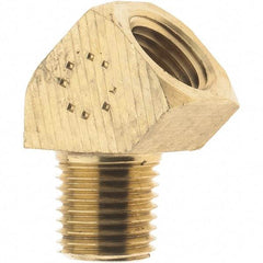 Parker - 1/4 Male Thread x 1/4 Female Thread, Brass Industrial Pipe 45° Street Elbow - MNPTF x FNPTF, 1,000 psi - Apex Tool & Supply