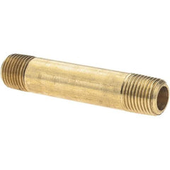 Parker - 1/8 Male Thread, Brass Industrial Pipe Long Nipple - MNPTF, 1,000 psi - Apex Tool & Supply
