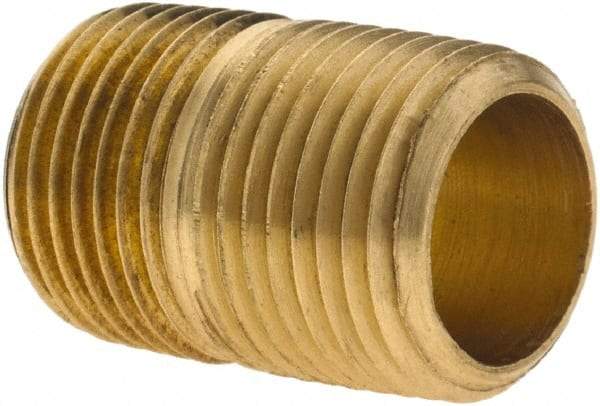 Parker - 3/8 Male Thread, Brass Industrial Pipe Close Nipple - MNPTF, 1,000 psi - Apex Tool & Supply