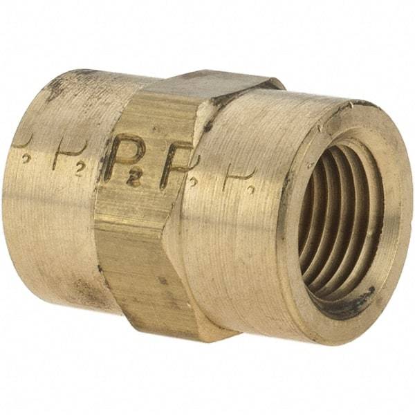 Parker - 1/8 Female Thread, Brass Industrial Pipe Coupling - FNPTF, 1,000 psi - Apex Tool & Supply