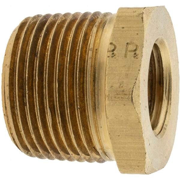 Parker - 3/4 Male Thread x 3/8 Female Thread, Brass Industrial Pipe Hex Bushing - MNPTF x FNPTF, 1,000 psi - Apex Tool & Supply