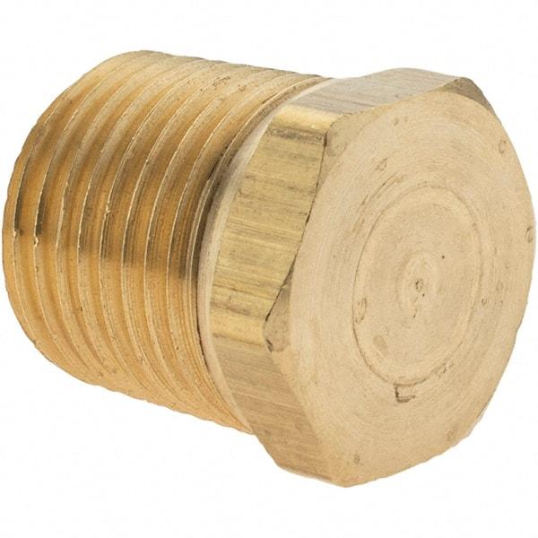 Parker - 1/2 Male Thread, Brass Industrial Pipe Hex Head Plug - MNPTF, 1,000 psi - Apex Tool & Supply