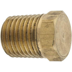 Parker - 1/4 Male Thread, Brass Industrial Pipe Hex Head Plug - MNPTF, 1,000 psi - Apex Tool & Supply