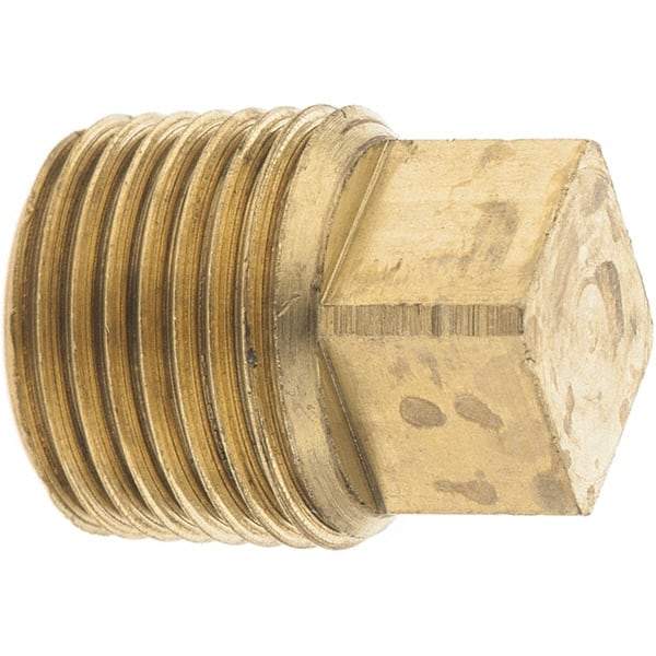 Parker - 3/8 Male Thread, Brass Industrial Pipe Square Head Plug - MNPTF, 1,000 psi - Apex Tool & Supply