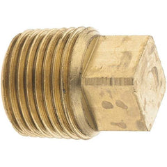 Parker - 3/8 Male Thread, Brass Industrial Pipe Square Head Plug - MNPTF, 1,000 psi - Apex Tool & Supply