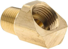 Parker - 1/4" Tube OD, 45° Brass Flared Tube Male 45° Elbow - 1/8 NPT, Flare x MNPT Ends - Apex Tool & Supply