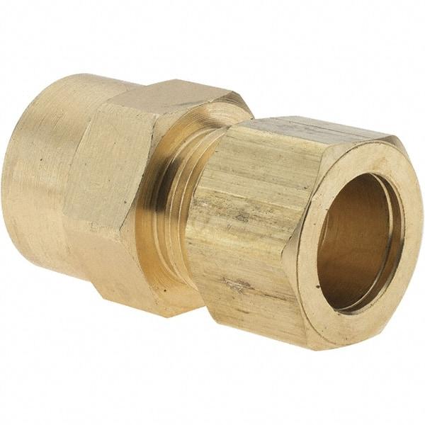 Parker - 5/8" OD, Brass Female Connector - 150 Max Working psi, Comp x FNPT Ends - Apex Tool & Supply