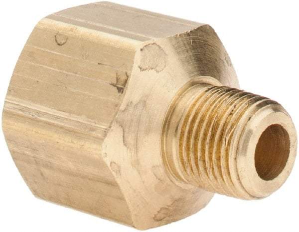 Parker - 1/8 Male Thread x 1/4 Female Thread, Brass Industrial Pipe Adapter - MNPTF x FNPTF, 1,000 psi - Apex Tool & Supply
